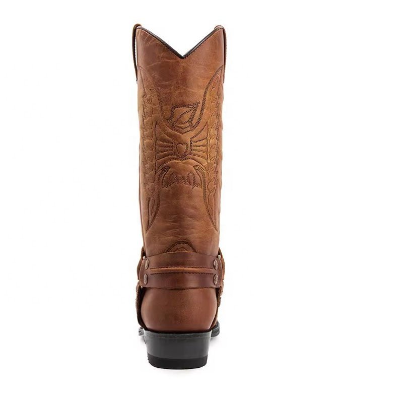 Men's Middle Tube Cowboy Biker mid calf other Boots Embroidery Chelsea Martin US size Western Boots Shoes heel cowboy boots