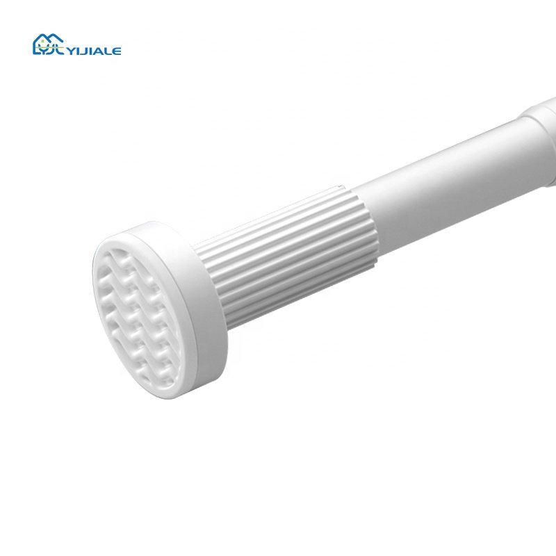 Custom size color fancy China tension curtain rods price Telescopic Curtain Rod With Plastic Covers