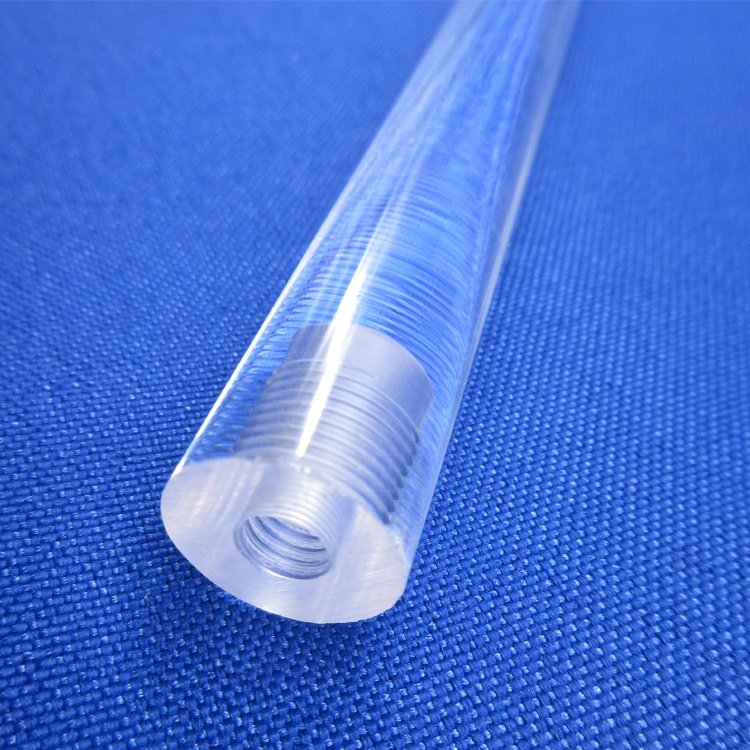 clear plastic rod with threaded, clear organic glass bar with screw