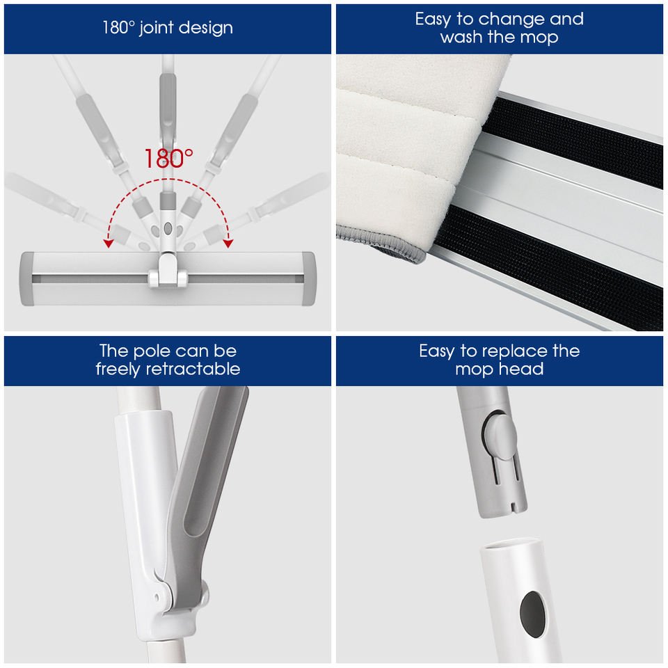 Masthome New Arrival Microfiber Plate Flat Mop Scratch Magic Mop Micro Fiber 360 Floor Cleaning Mop