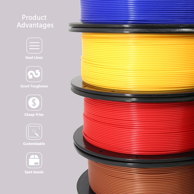 OEM Wholesale Good Toughness and High Hardness PLA 3D Filament 1.75mm 1KG PLA 3D Printer Filament 3d printing Plastic Rods