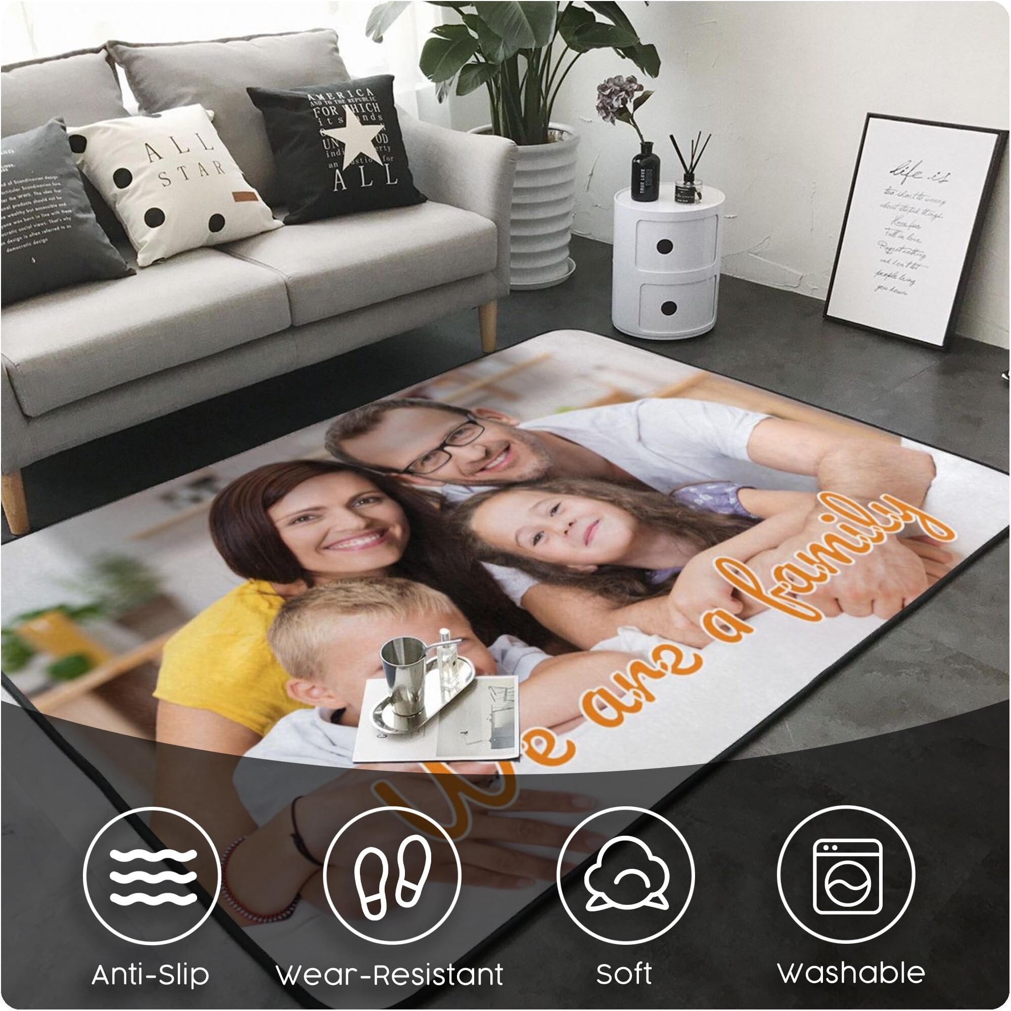 Custom Rug Personalized Add Your Own Logo Image Text Photo Area Carpet Anti Slip Washable Decorative Door Mat for Home Office