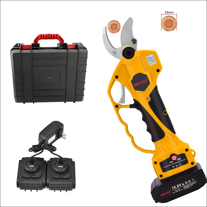 25mm LCD display battery powered cordless electric scissors pruning shears tree pruner secateur electrique
