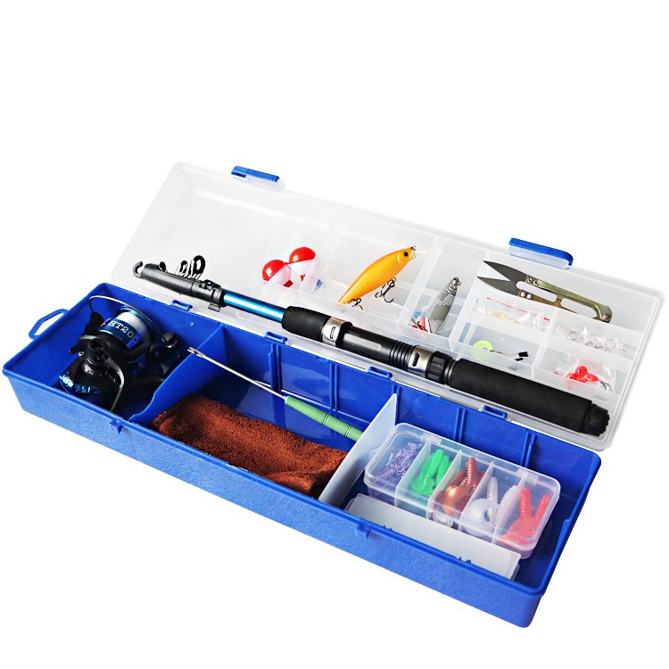 Hot Sale Portable Mixed Soft Bait Hooks 5.2:1 Reels 1.5m Lure Sea Rod Fishing Tackle Combo Box Set