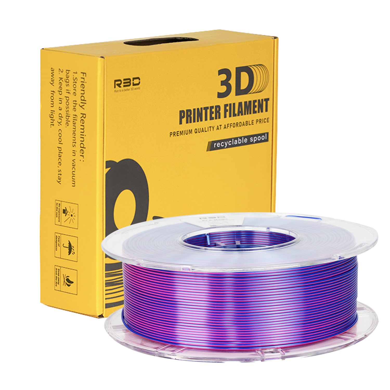 R3D Royal Blue Rose Dual Magic PLA Filament Silk for 3d Printer 1.75mm 1kg