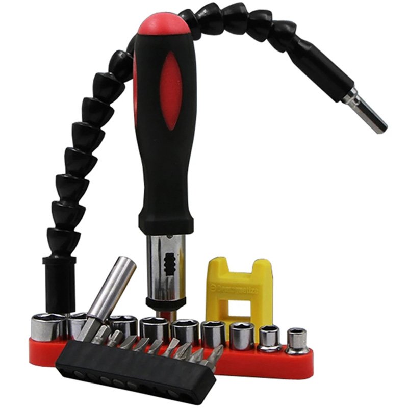 Universal Flexible Shaft Screwdriver Bits Holder Extension Rod Magnetizer Ratchet Screwdriver Combination Set Hand Tool Kit