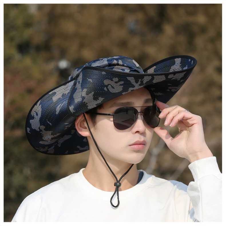 15cm large along summer men's sun hat fishing mountaineering fisherman hat beach travel sun protection hat