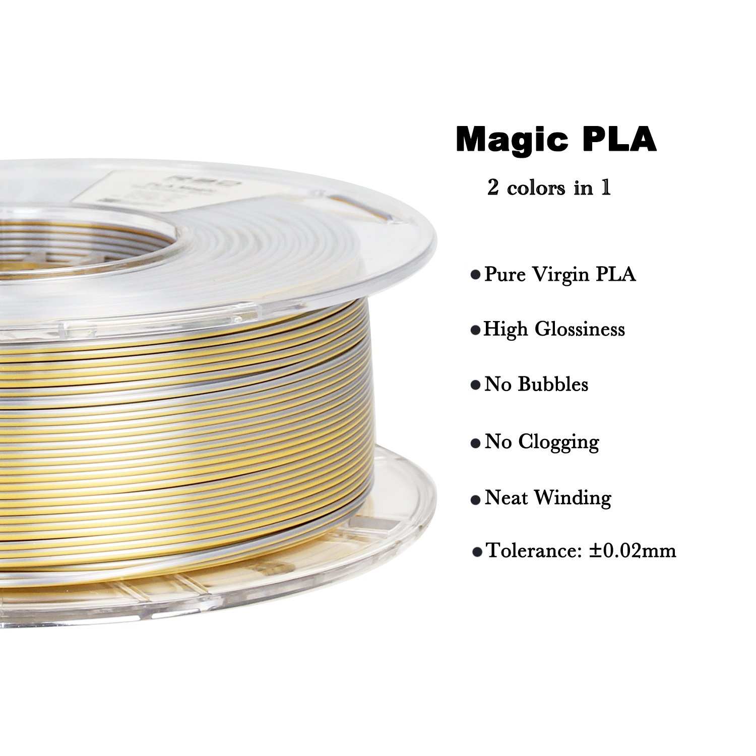 R3D Gold Silver 2 Colors in 1 Magic PLA Filament Silk for 3d Printer 1.75mm 1kg