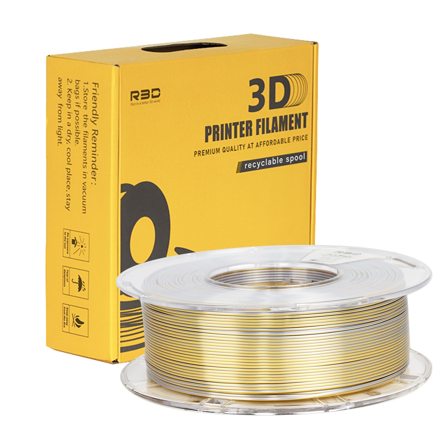 R3D Gold Silver 2 Colors in 1 Magic PLA Filament Silk for 3d Printer 1.75mm 1kg