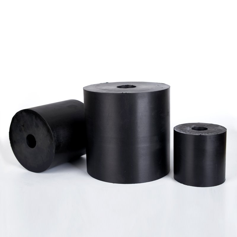 Threaded Metal Clad Rubber Shock Absorbers Black Cylindrical Shock Absorber With Holes Black Rubber Buffer Block