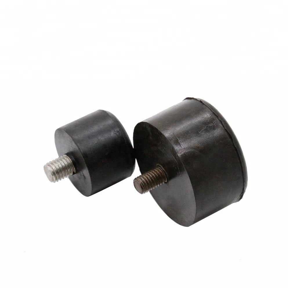 Threaded Metal Clad Rubber Shock Absorbers Black Cylindrical Shock Absorber With Holes Black Rubber Buffer Block