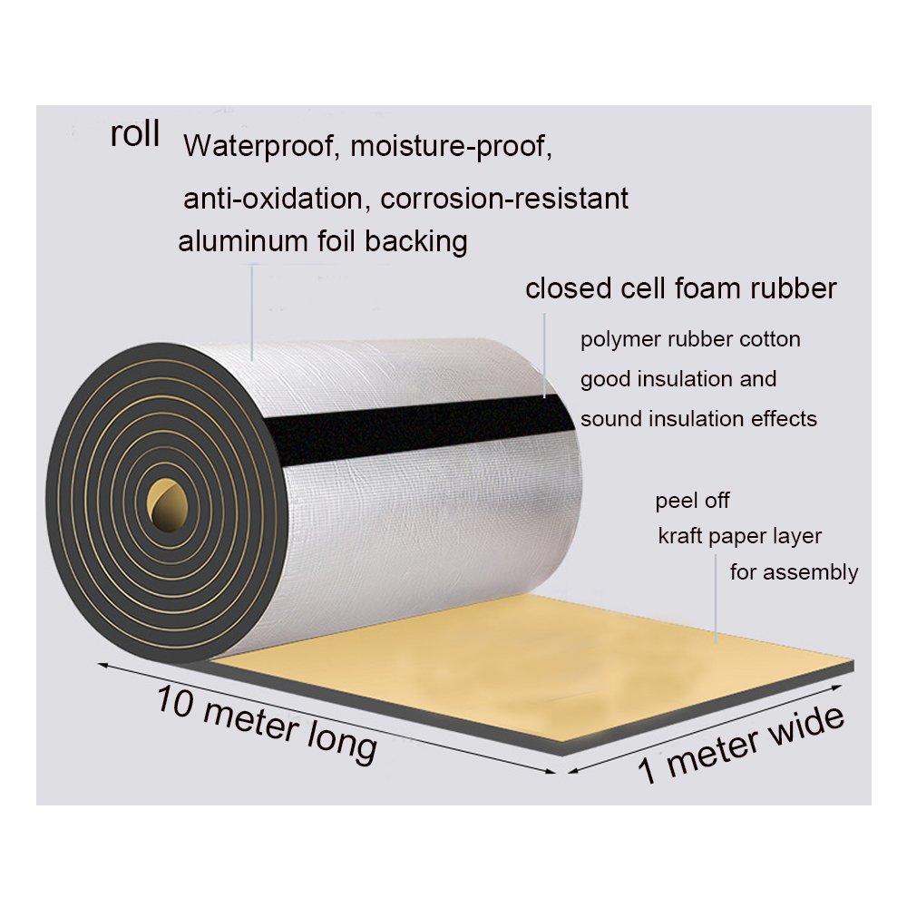 1m wide 10m long 25mm thick Roll Closed Cell for Rubber Sponge Acoustic Dampening Noise Reduction Thermal Insulation Foam