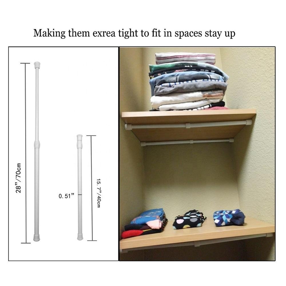 Tension adjustable spring steel cupboard bars shower curtain rod
