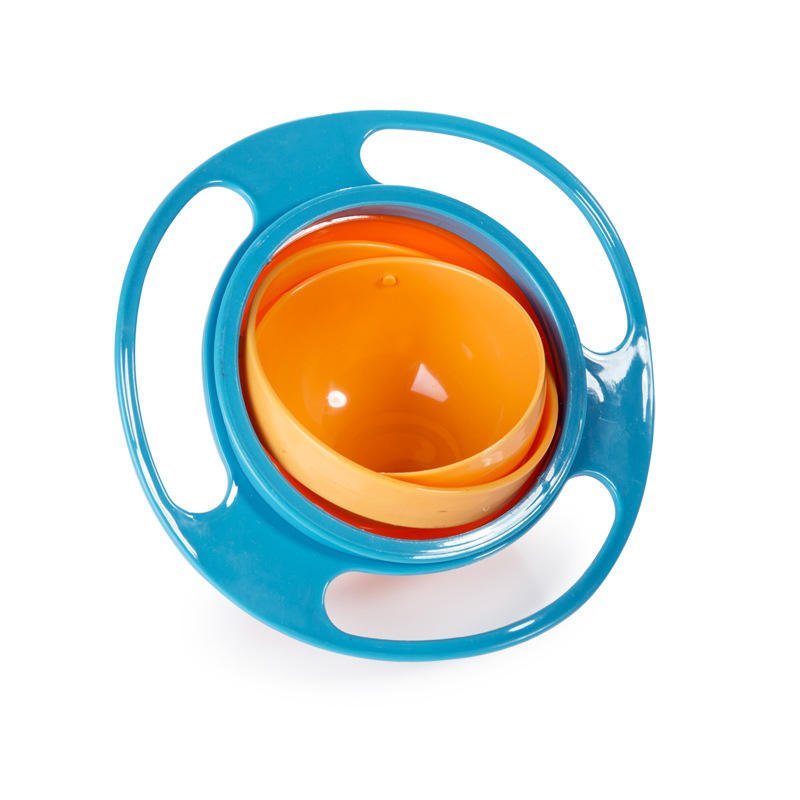 Gyro Bowl Funny 360 Degree Rotate Spill-Proof Bowl with Lid Feeding Without Mess