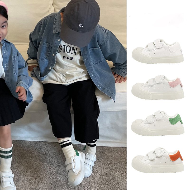 Wholesale leather White Retro Style Sports Shoes Boy Girls Lace-Up Running in All Seasons zapatos para ninos