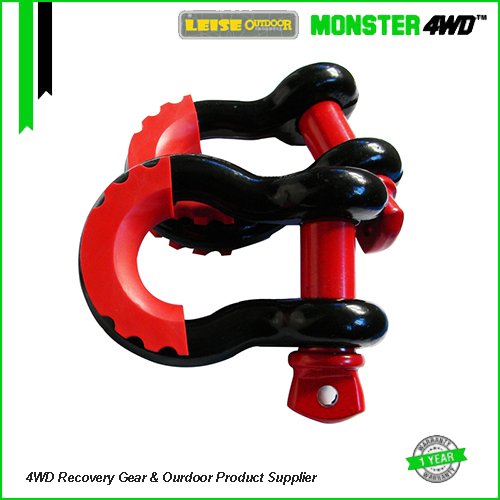 Monster4WD 4.75T Bow Shackle US Type Recovery Gear with Rubber Protector Made of Steel and Alloy Steel