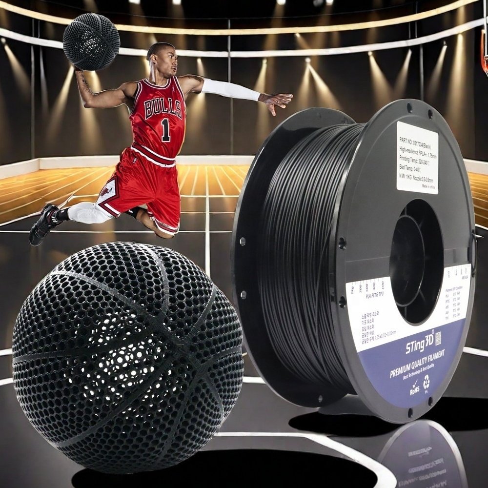 Sting3D airless basketball high-resilience FPLA+ 3d printer filament PLA 3d printing filament 175mm filament