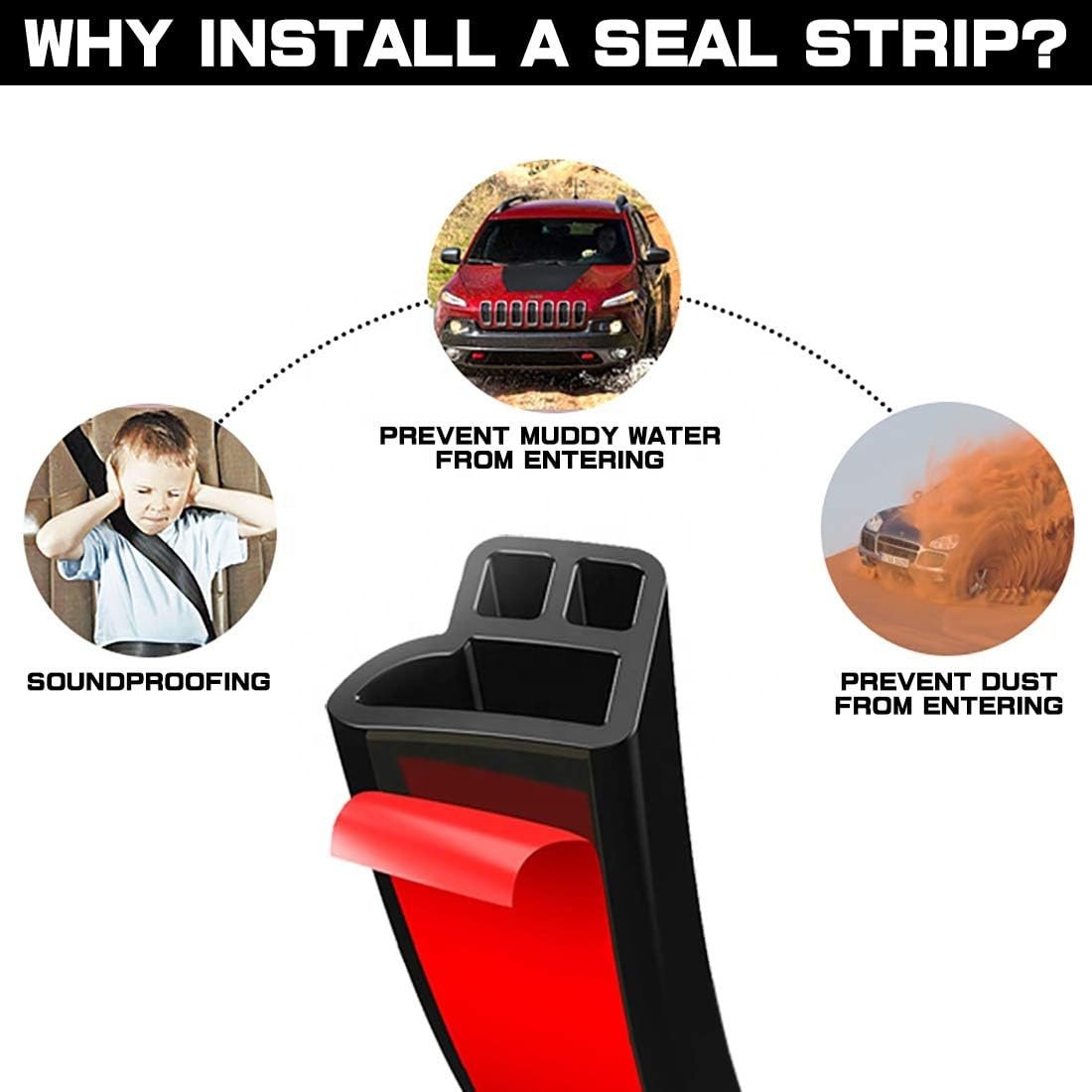 Car Door Seal Strip Car Weather Stripping Double Layer L Shape Self Adhesive Auto Door Soundproofing Weatherstrip