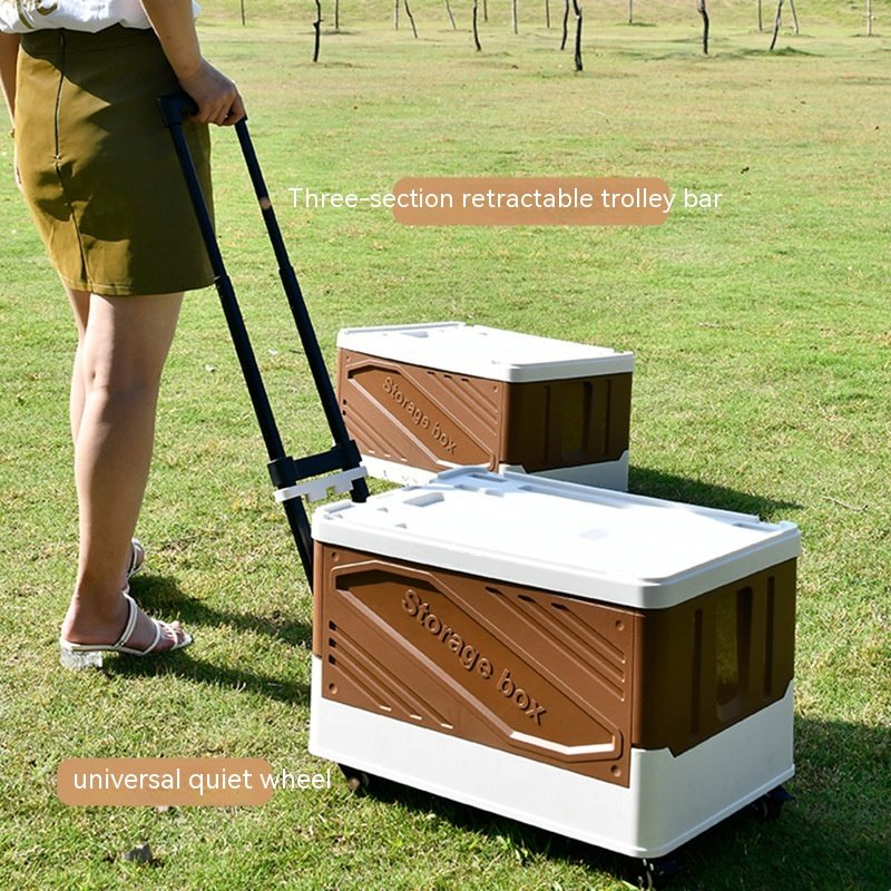 2023 Wholesale Custom High Quality Wham Big Plastic Storage Pull Rod Folding Box With Wheels