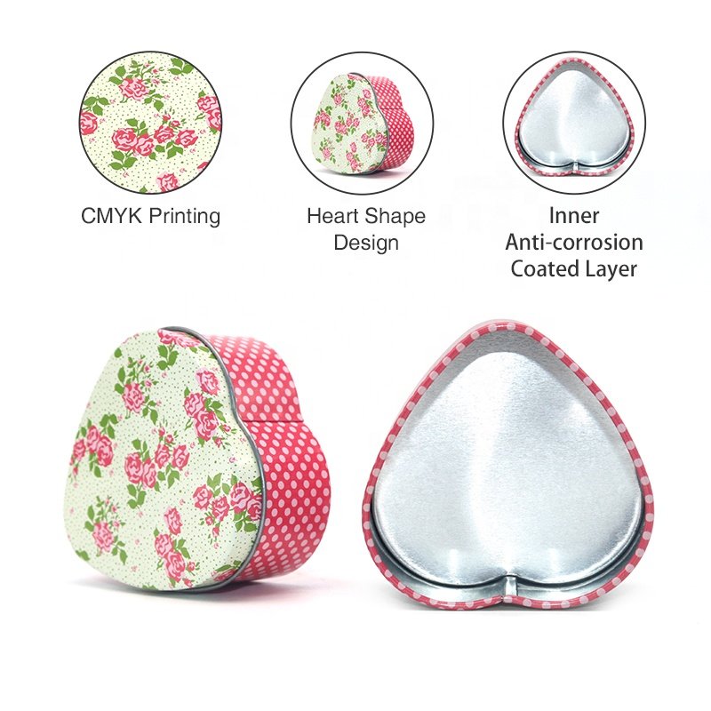 Custom Mini Heart Shaped Tins For Wedding Decoration Candy Cookie Chocolate Festival Gift Lovely Tin Box Empty Candle Tin Jar