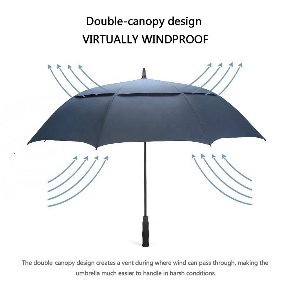 54/62/68/72/80 Inch Automatic Open Golf Umbrella Extra Large Oversize Double Canopy Vented Windproof Waterproof Stick Umbrellas