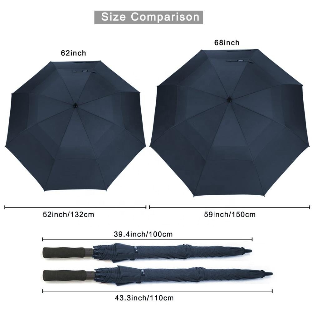54/62/68/72/80 Inch Automatic Open Golf Umbrella Extra Large Oversize Double Canopy Vented Windproof Waterproof Stick Umbrellas