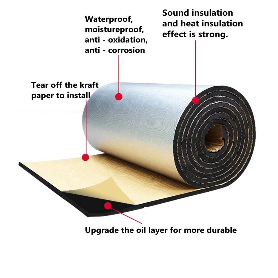 High Density Self Adhesive Backed Automotive Sound Insulation Rubber Foam Graphic Design Modern Aluminum Foam 3 Years 45-95kg/m3