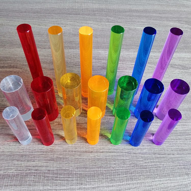 Yishun wholesale 1" OD solid translucent color pmma plastic rod colored acrylic pegs for lite brite