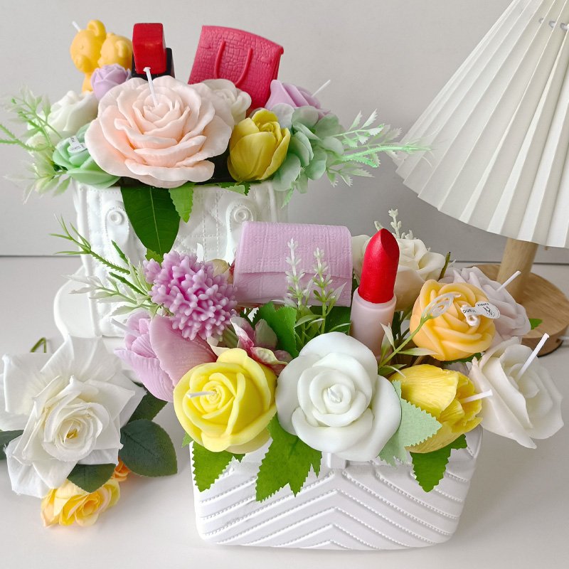 C009 Romantic rose scented wax candles, handmade and safe, perfect for wedding decorations and as a gift set