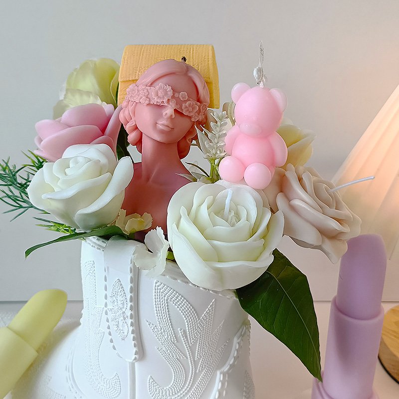 C009 Romantic rose scented wax candles, handmade and safe, perfect for wedding decorations and as a gift set