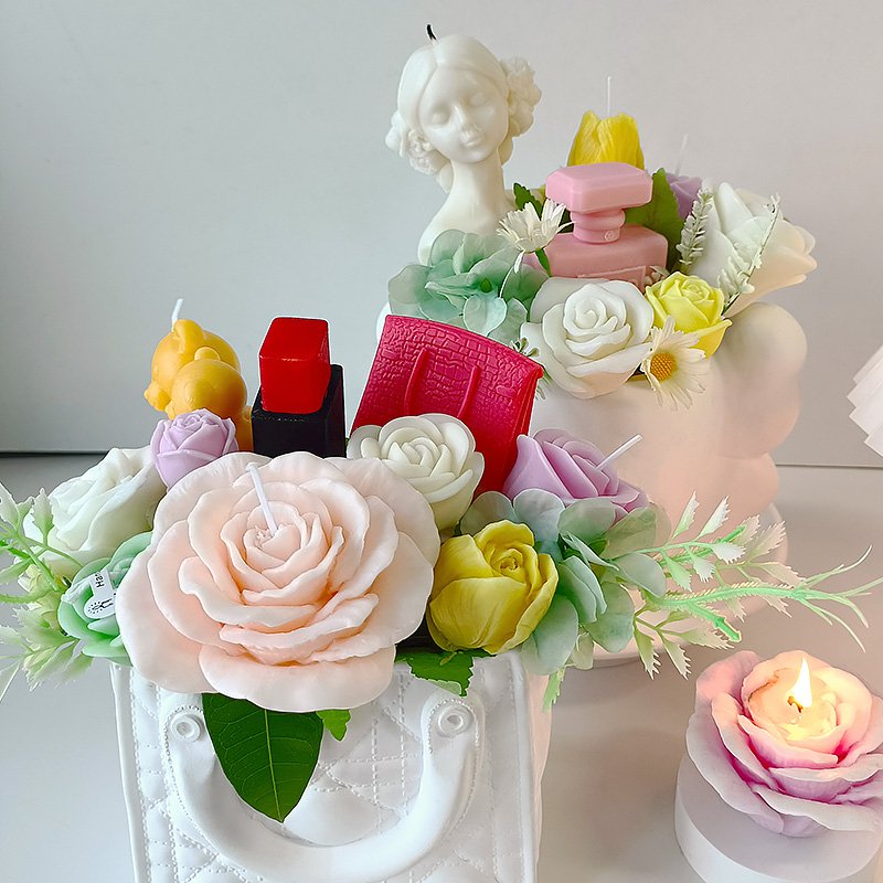 C009 Romantic rose scented wax candles, handmade and safe, perfect for wedding decorations and as a gift set