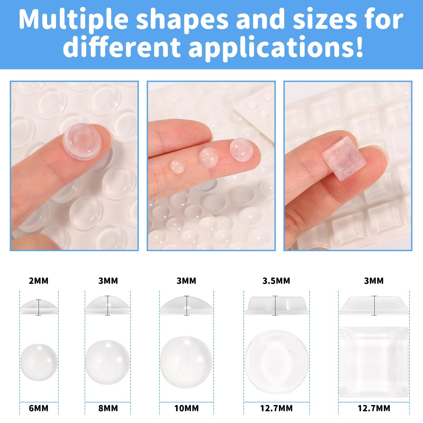 Durable Self Adhesive Silicone Bumper Pads Anti-Slip Rubber Bumper Pads for Furniture Kitchen Cabinets