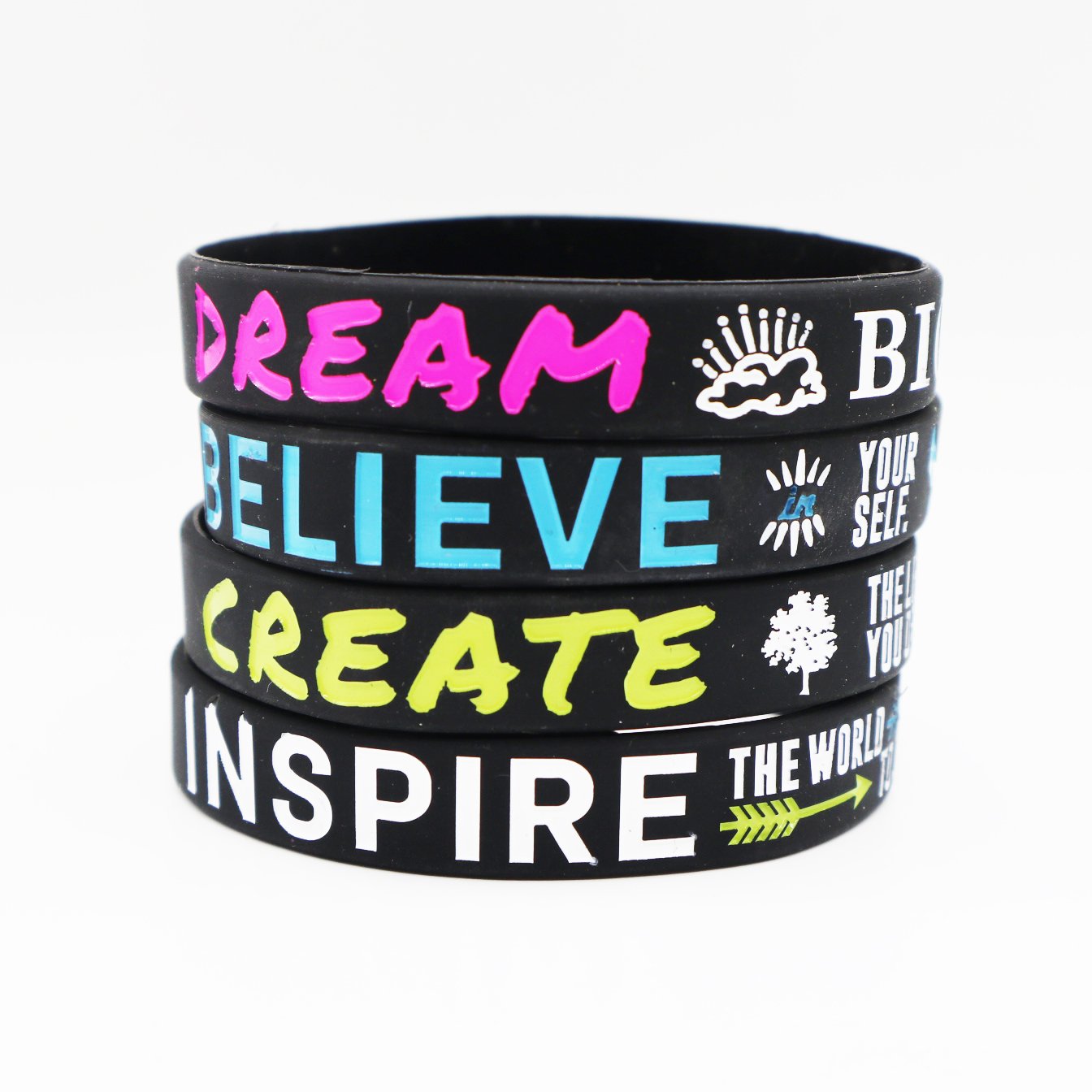 8" Black Color sports Rubber Bracelet custom logo christmas silicone bracelets