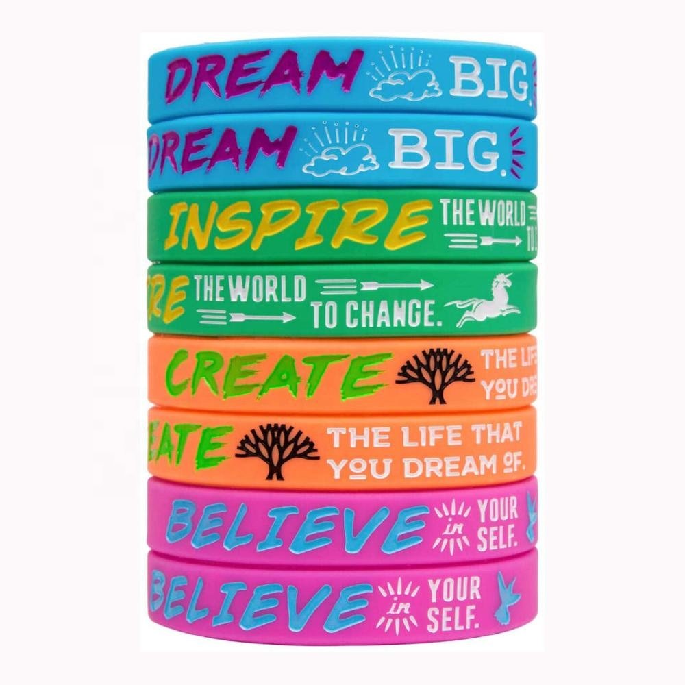 8" Black Color sports Rubber Bracelet custom logo christmas silicone bracelets