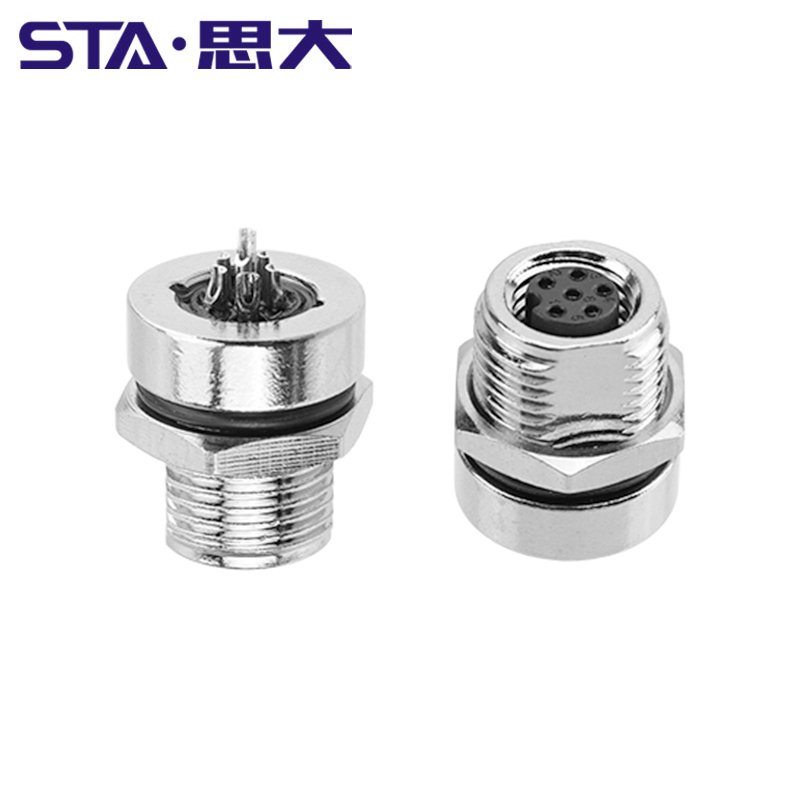 M8 Female Back Mount Metal Version Panel Mount Bulkhead 5pin B Code 3 4 6 8 Pins A Waterproof IP67 Pressure Sensors Connector