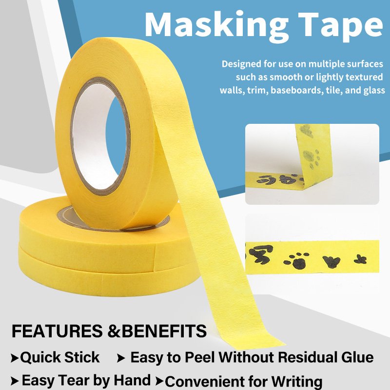 Cheap Price Yellow Automotive Refinish Masking Tape 388N 301 equivalent Amarillo Crepe Paper tape China Adhesive Tape