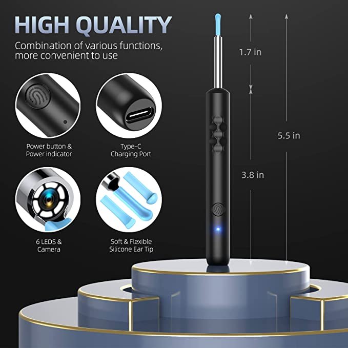 Wifi Visual Ear Spoon Mini 1080P Hd Camera 3.5mm 5mp Electric Ear Wax Removal Cleaner