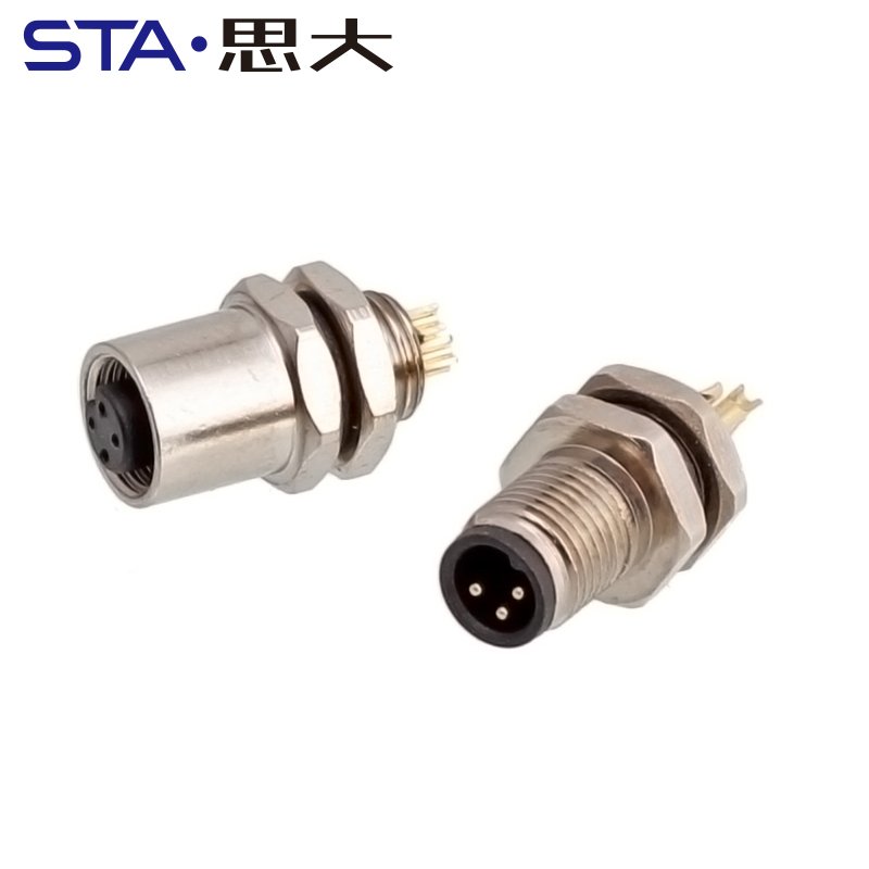 M5 Panel Mount Bulkhead 3 4 Pins Solder Cup Front Rear Nut Waterproof IP67 Circular Connectors M5 Female Socket Control Systems