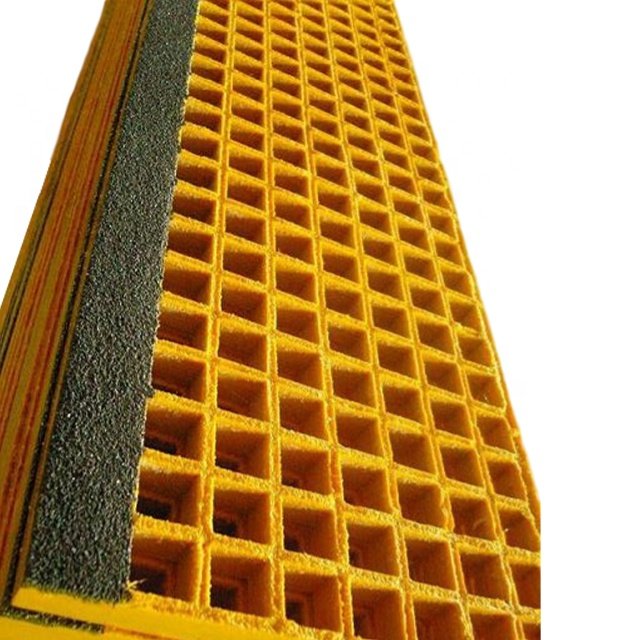 Customized Anti Slip glowing Fiberglass FRP Stair Nosing Strips fluorescence stair tread for Grating/Vinyl Flooring/Decking