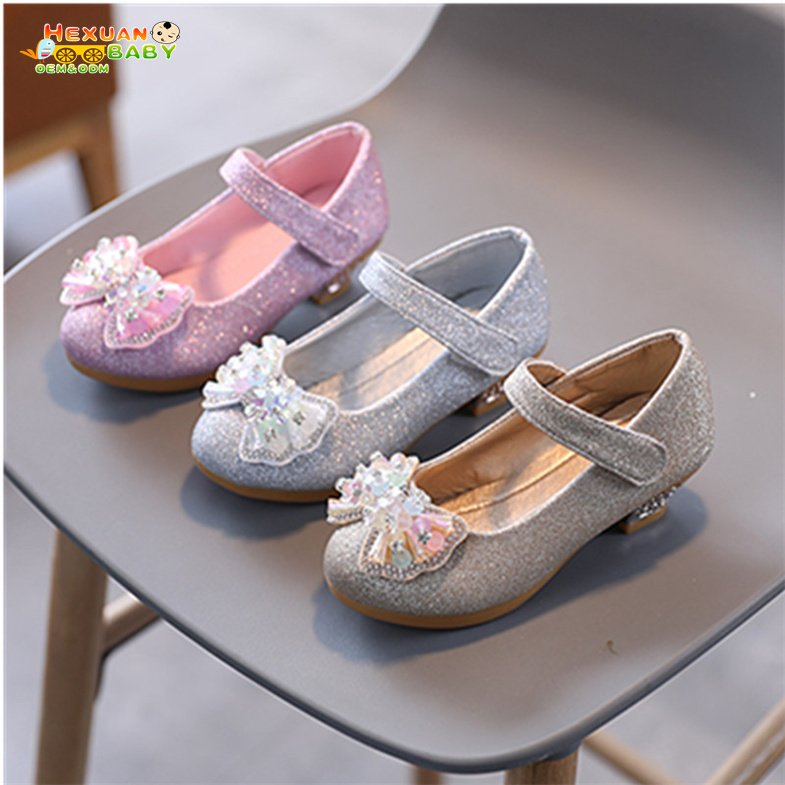 Fashion new design casual beautiful princess kids shoes children 2024 Party girl high heels