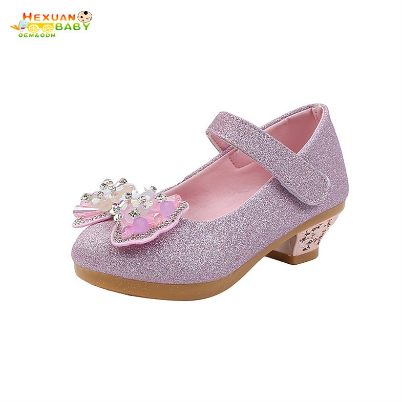 Fashion new design casual beautiful princess kids shoes children 2024 Party girl high heels