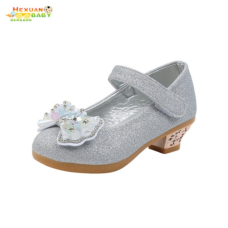Fashion new design casual beautiful princess kids shoes children 2024 Party girl high heels