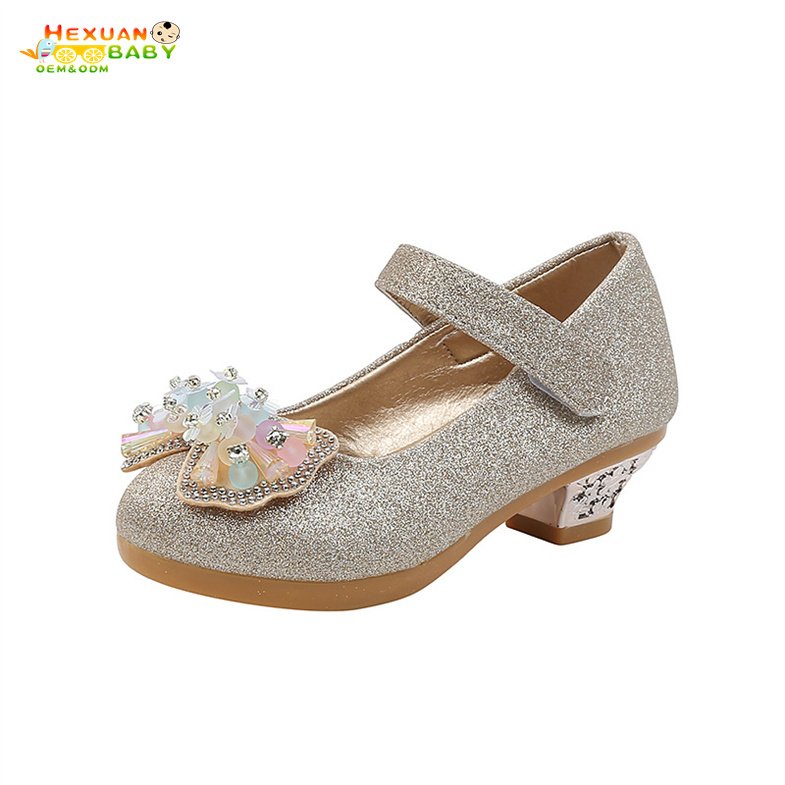 Fashion new design casual beautiful princess kids shoes children 2024 Party girl high heels