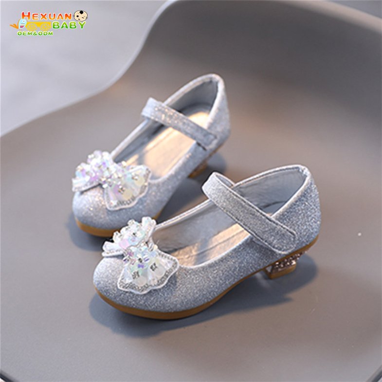 Fashion new design casual beautiful princess kids shoes children 2024 Party girl high heels