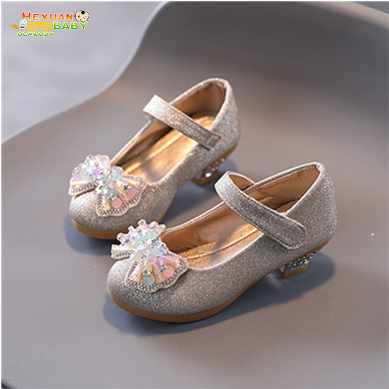 Fashion new design casual beautiful princess kids shoes children 2024 Party girl high heels