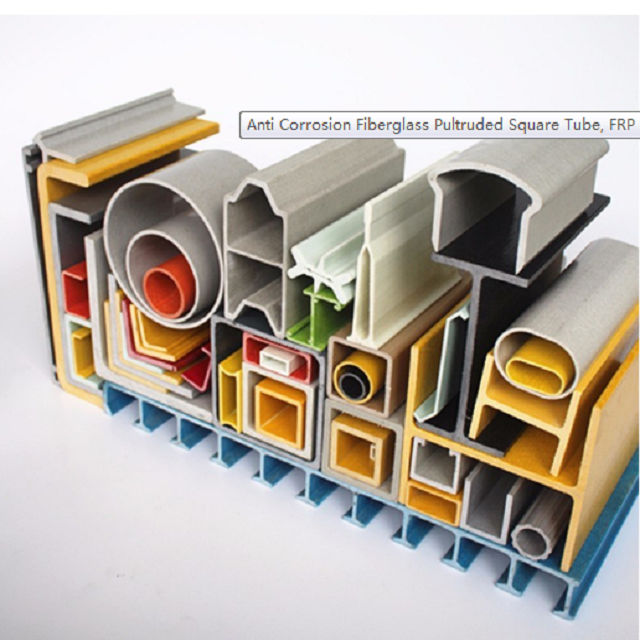 FRP GRP Fiberglass Rectangular Tube, Chemical Processing Glass Fiber Reinforced Plastic Extruded Section