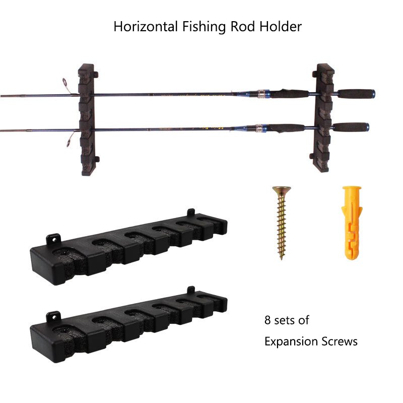 Adjustable vertical wall mount stand plastic fishing rod holders support rack for garage