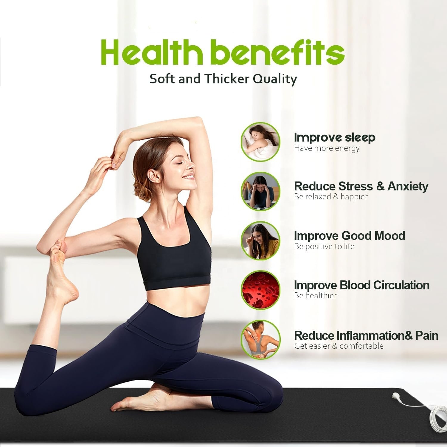 Jinke ISO13485 Conductivity Carbon Rubber Sheet for Earthing Grounding Bed Mat Ansi-static Foot Therapy Pad Yoga Mat