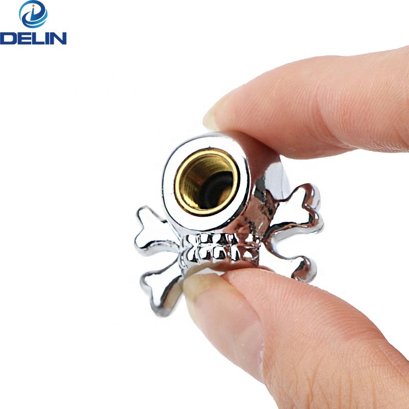 Hot Rod ATV silver Chrome Skull shape Copper Motorcycle Bike Car Tires Valve Stem Caps