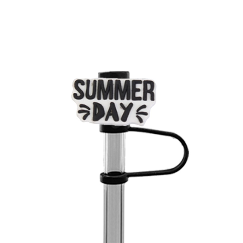 Wholesale Silicone 10mm Summer Beach Straw Topper Custom LOGO Shape Drinking Straw Topper Cover Kawaii Party Club Accessories